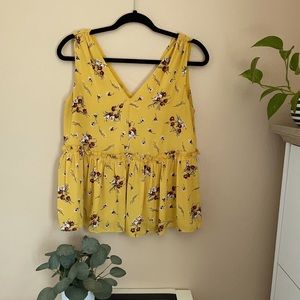 Loft XS Beautiful Yellow Peplum Top